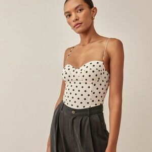 NWT Reformation Liza Top Polka Dot